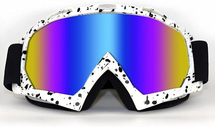 Motocross-style visor goggles with a mirrored lens